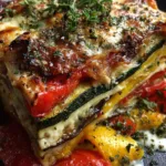 Layered Mediterranean Eggplant, Zucchini, Yellow & Red Bell Pepper Lasagna Recipe