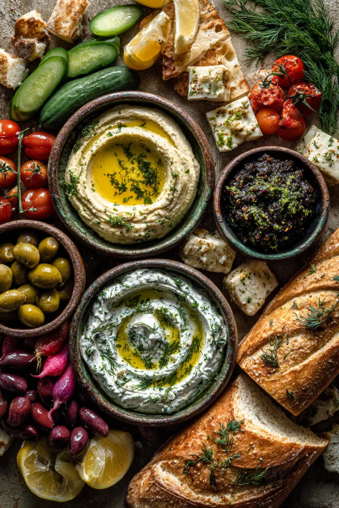 Mediterranean Grazing Board with Seasonal Fresh Dips