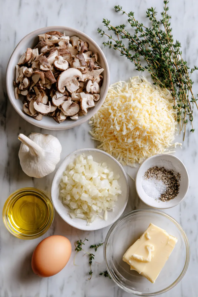 Ingredients for Mushroom & Gruyère Puff Pastry Braid