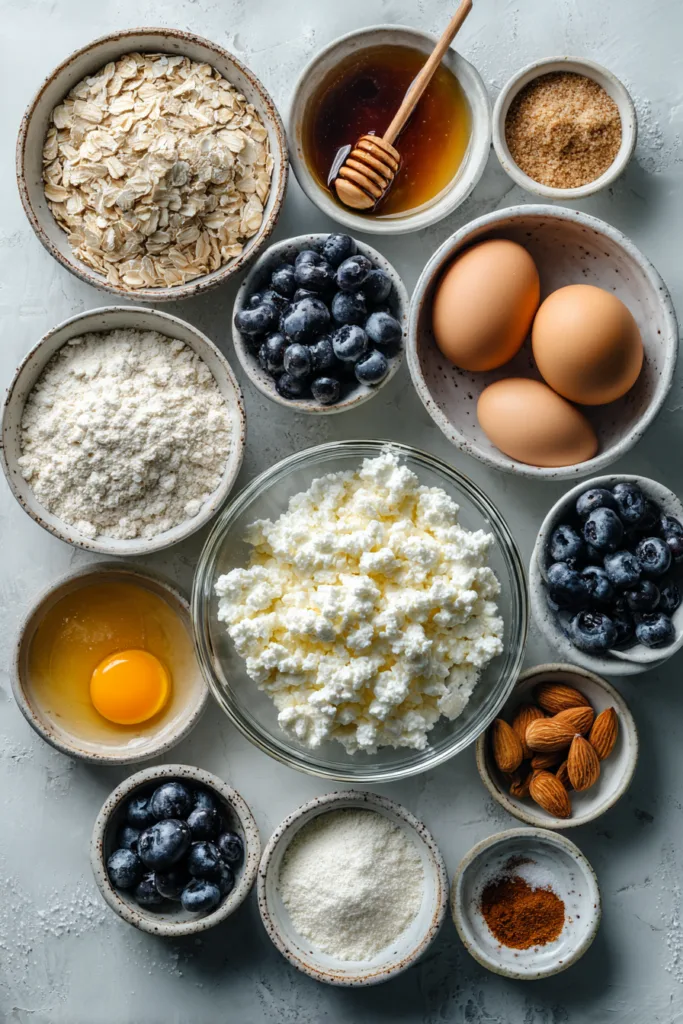 Blueberry Almond Cottage Cheese Breakfast Bake