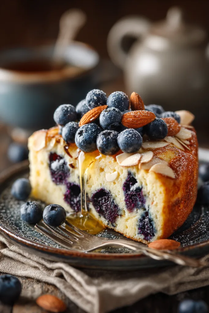 Blueberry Almond Cottage Cheese Breakfast Bake