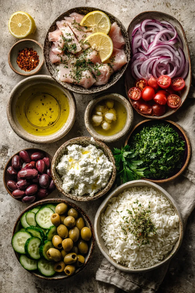 Greek Chicken Gyro Bowl with Whipped Feta