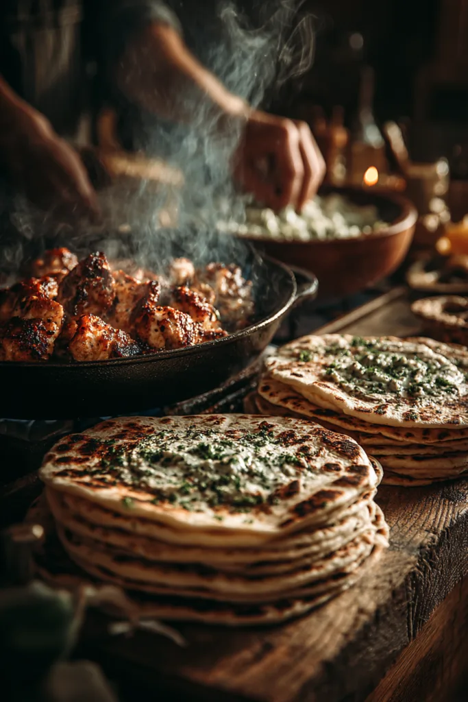 Greek Chicken Wraps with Creamy Feta Sauce