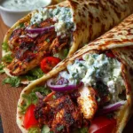 Greek Chicken Wraps with Creamy Feta Sauce