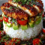 Honey Lime Chicken & Avocado Rice Stack