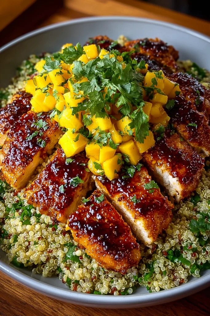 Honey Lime Chicken & Mango Quinoa Stack
