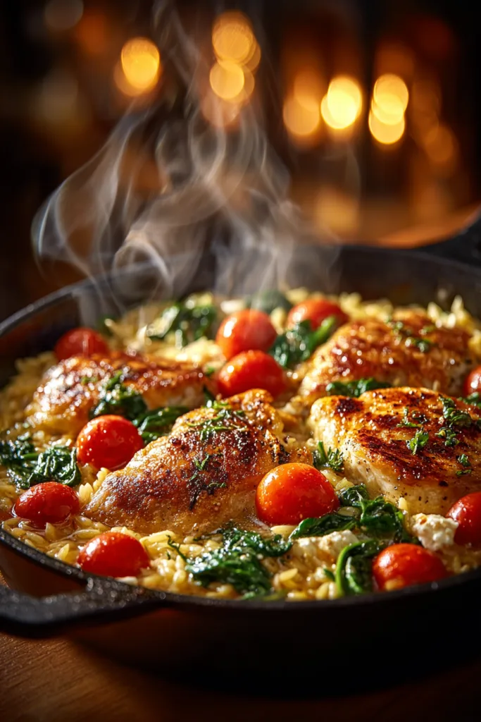 Lemon Dijon Chicken Orzo Bowl with Garlic Whipped Feta