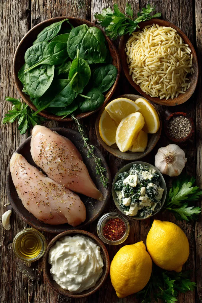 Lemon Dijon Chicken Orzo Bowl with Garlic Whipped Feta