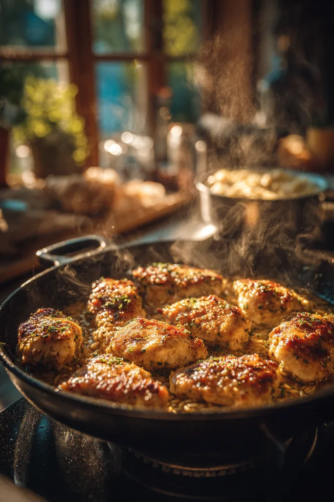 Lemon Dijon Chicken Orzo Bowl with Honey Whipped Feta