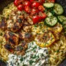 Lemon Dijon Chicken Orzo Bowl with Honey Whipped Feta