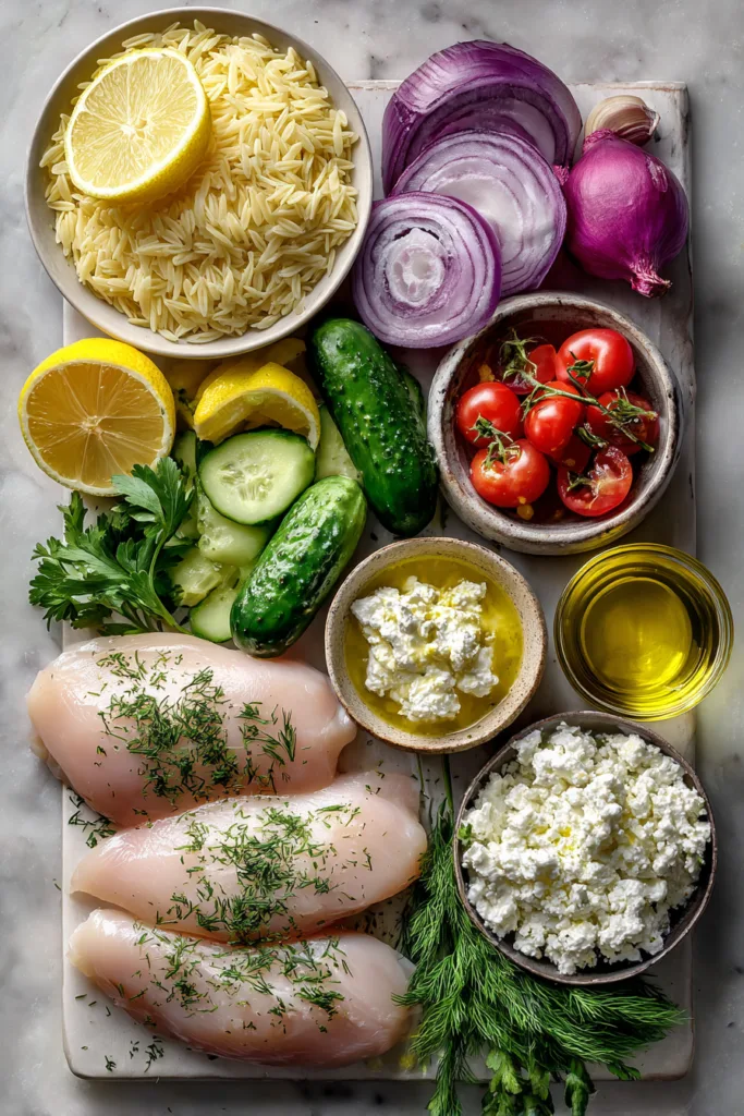 Lemon Dijon Chicken Orzo Bowl with Whipped Feta