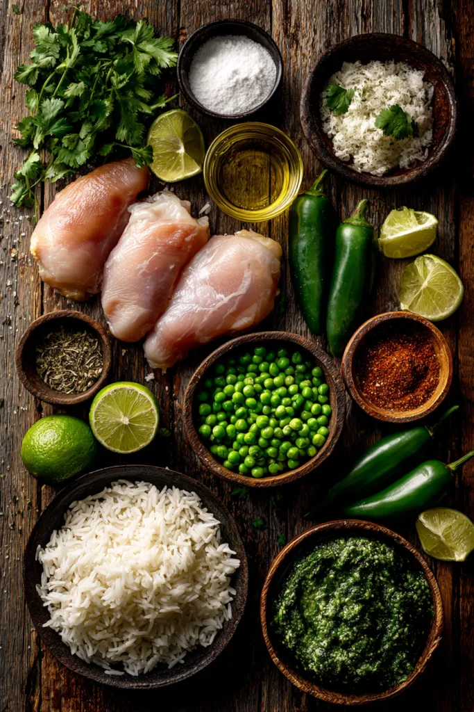 Peruvian Chicken and Rice with Green Sauce