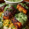 Peruvian Chicken and Rice with Green Sauce