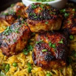 Peruvian Chicken and Rice with Green Sauce