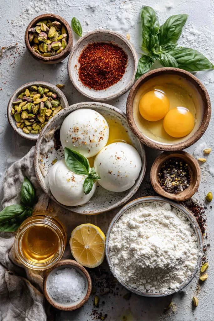 Burrata Bomb with Hot Honey & Pistachio Crunch