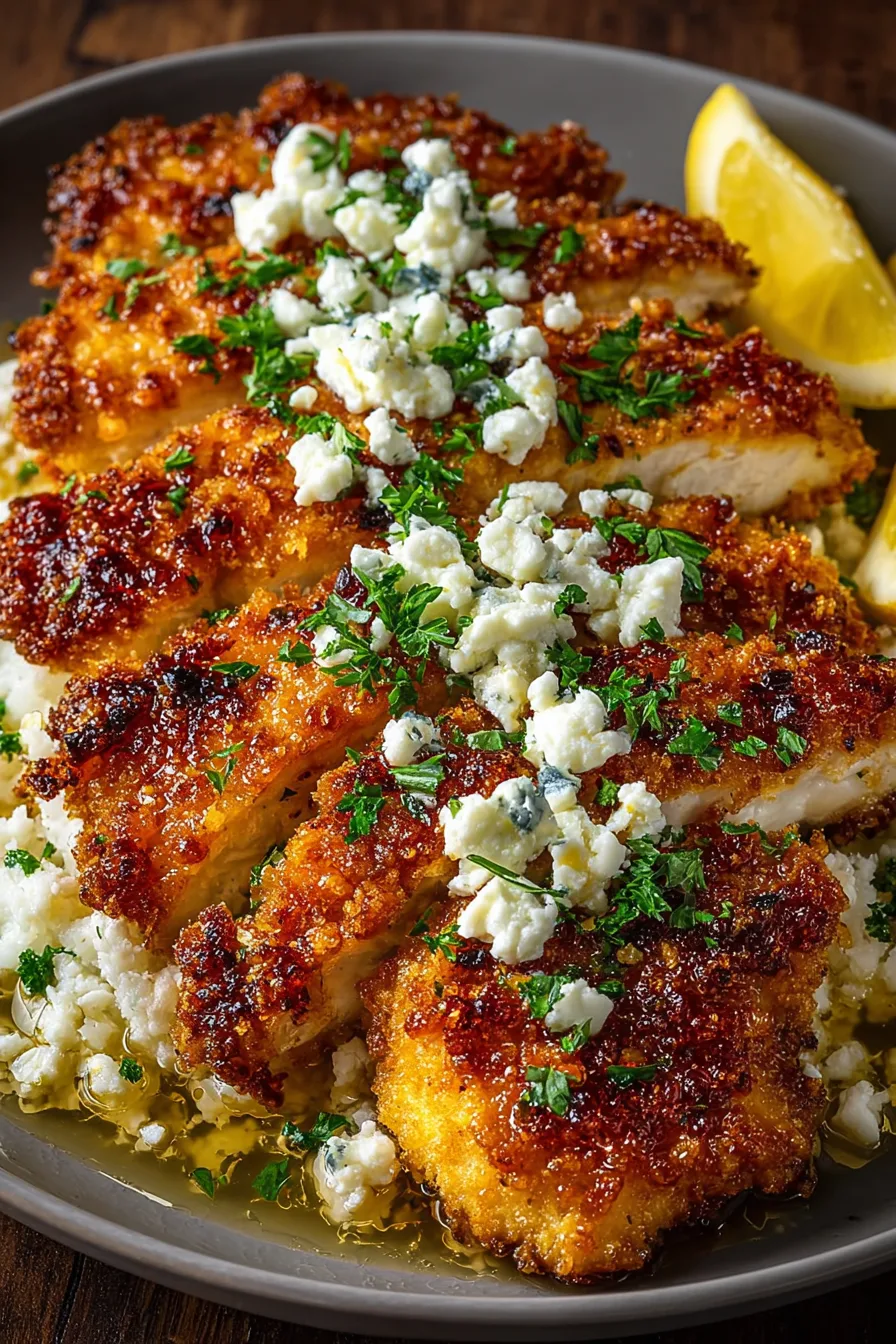 Crispy Hot Honey Lemon Feta Chicken