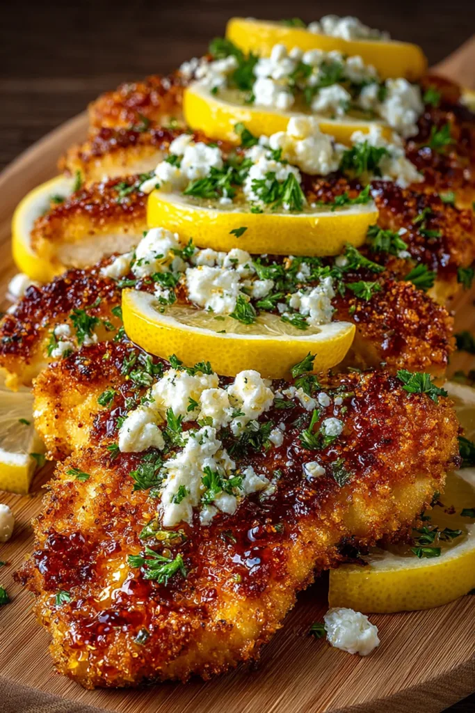 Crispy Hot Honey Lemon Feta Chicken