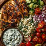 Mediterranean Chicken Pita Bowl with Garlic Feta Sauce