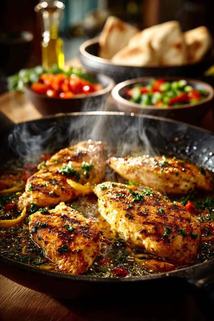 Mediterranean Chicken Pita Bowl with Garlic Feta Sauce