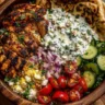 Mediterranean Chicken Pita Bowl with Garlic Feta Sauce