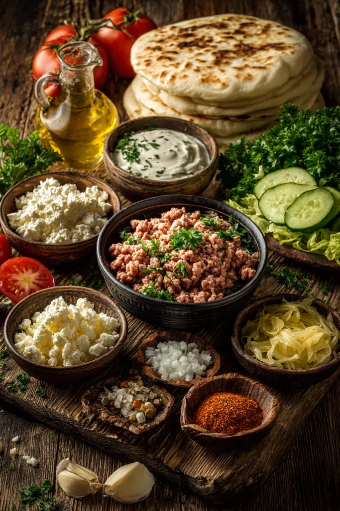 Mediterranean Ground Chicken Pita with Hot Honey Feta Cream