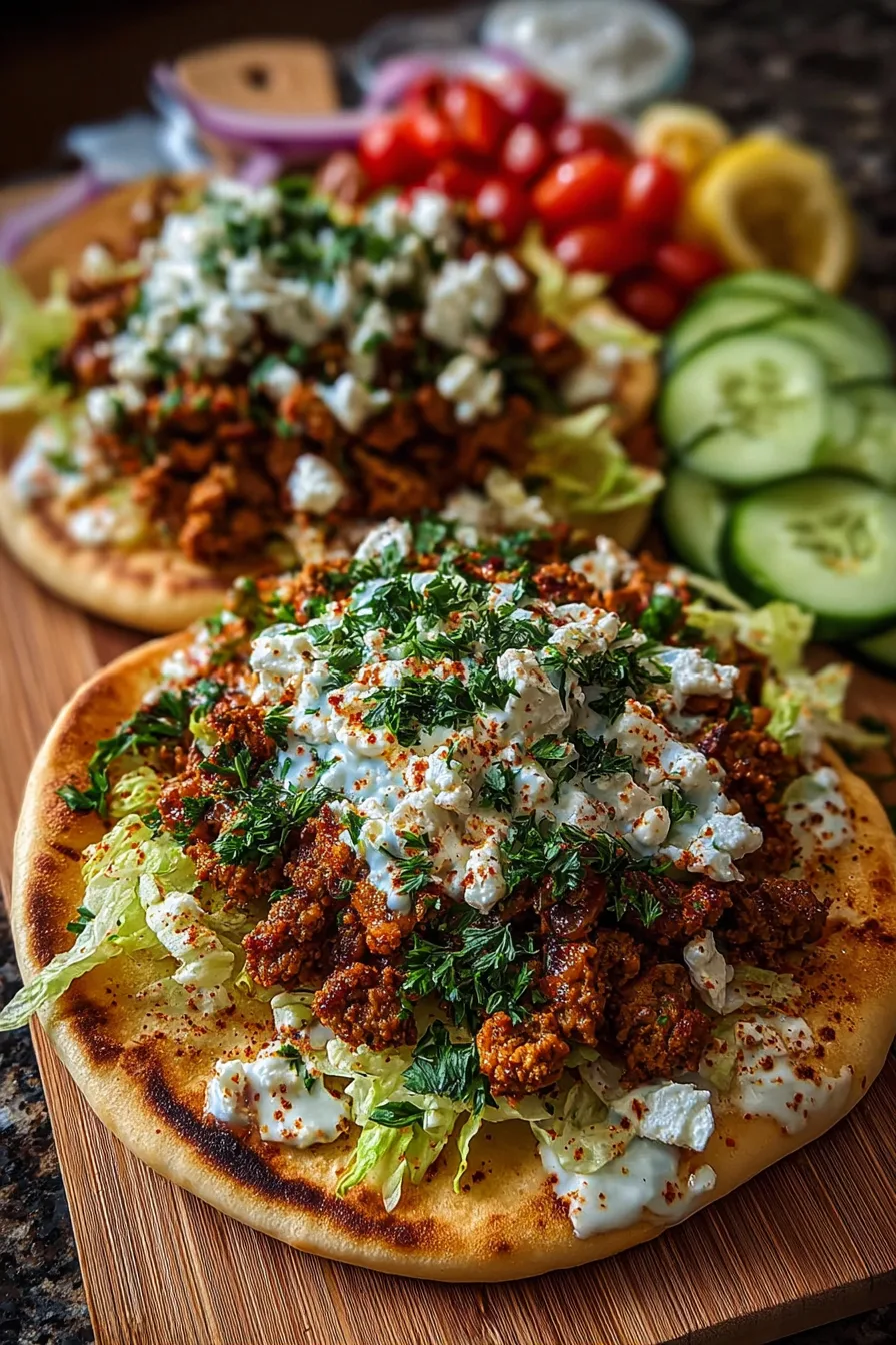 Mediterranean Ground Chicken Pita with Hot Honey Feta Cream