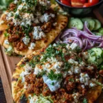 Mediterranean Ground Chicken Pita with Hot Honey Feta Cream
