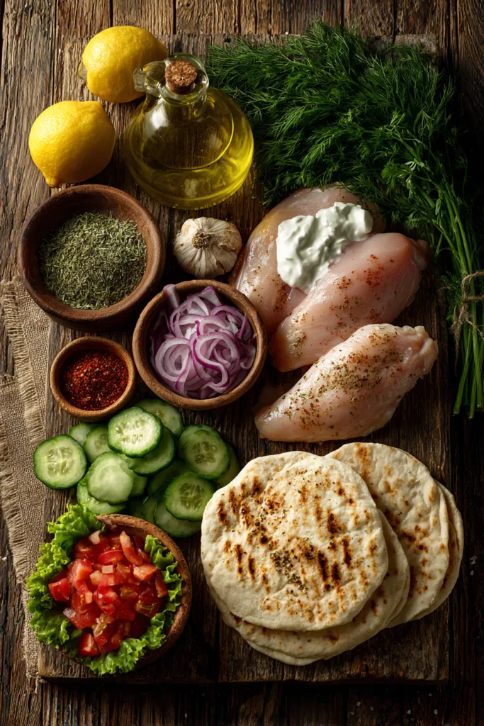 Greek Grilled Chicken Wraps with Garlic Yogurt Sauce