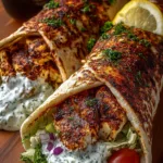 Greek Grilled Chicken Wraps with Garlic Yogurt Sauce