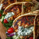 Greek Lemon Chicken Pita Wraps with Dill Garlic Feta Sauce