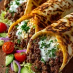 Mediterranean Ground Beef Wrap with Creamy Lemon Feta Honey Sauce