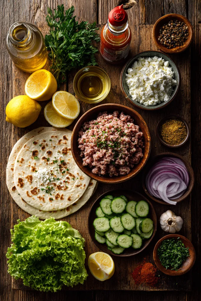 Mediterranean Ground Chicken Wrap with Hot Honey Feta Cream