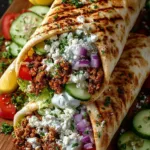 Mediterranean Ground Chicken Wrap with Hot Honey Feta Cream