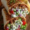 Mediterranean Ground Chicken Wrap with Hot Honey Feta Cream