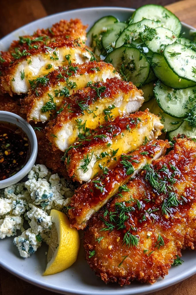 Crispy Hot Honey Lemon Feta Chicken