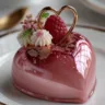 Rose Gold Lychee Raspberry Mirror Glaze Bombs with Cream Heart