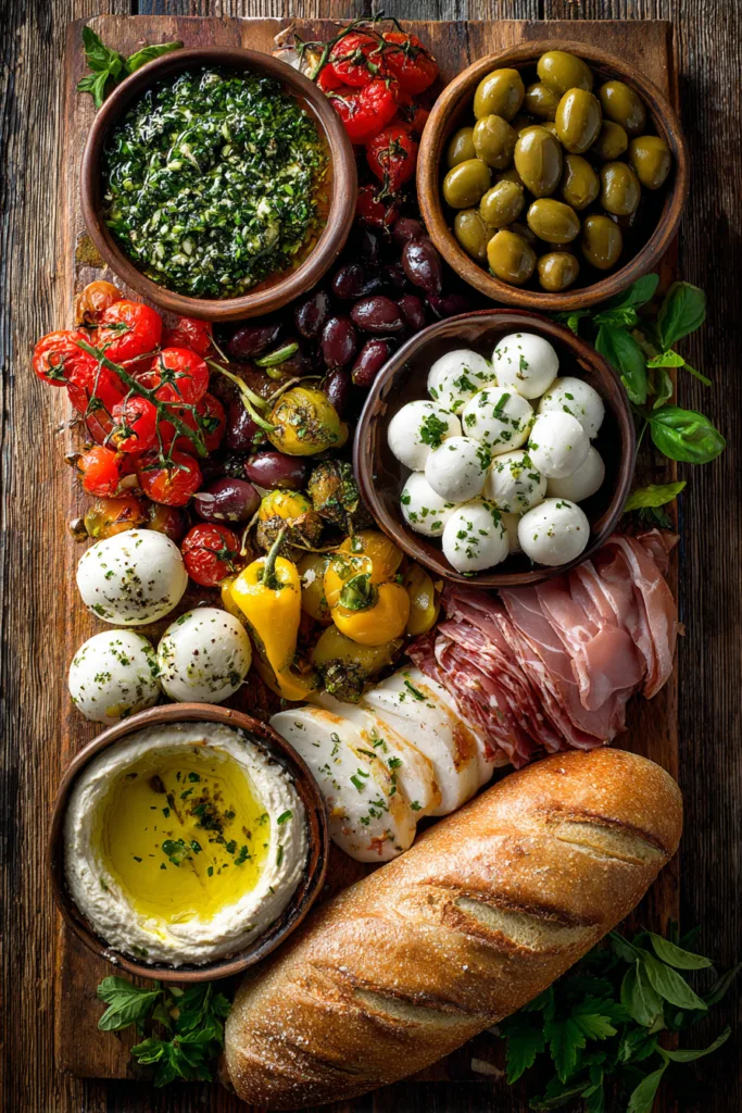Rustic Mediterranean Bread and Antipasto Board