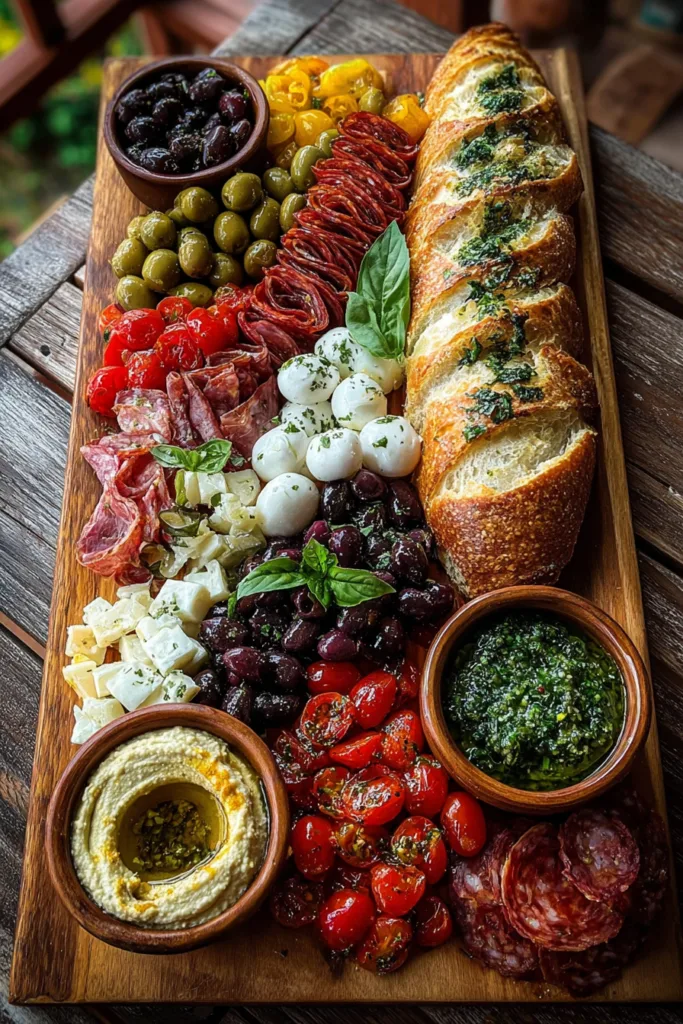Rustic Mediterranean Bread and Antipasto Board