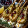 Pistachio-Crusted Pear Skewers with Whipped Brie & Cherry Honey