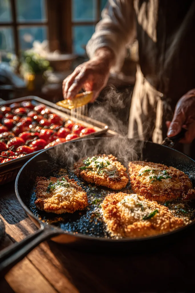 Crispy Basil Chicken with Roasted Cherry Tomatoes