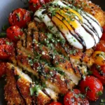 Crispy Basil Chicken with Roasted Cherry Tomatoes