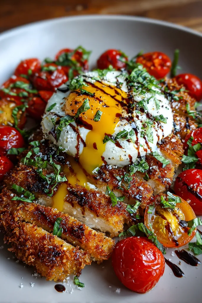Crispy Basil Chicken with Roasted Cherry Tomatoes