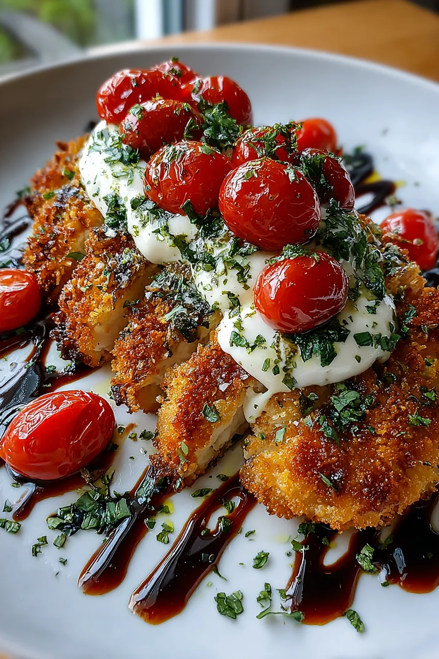 Crispy Basil Chicken with Roasted Cherry Tomatoes