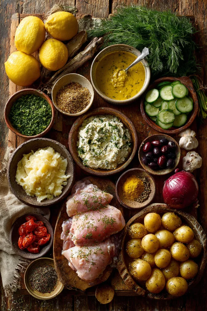 Lemon Dijon Chicken with Whipped Garlic Feta & Crispy Potatoes