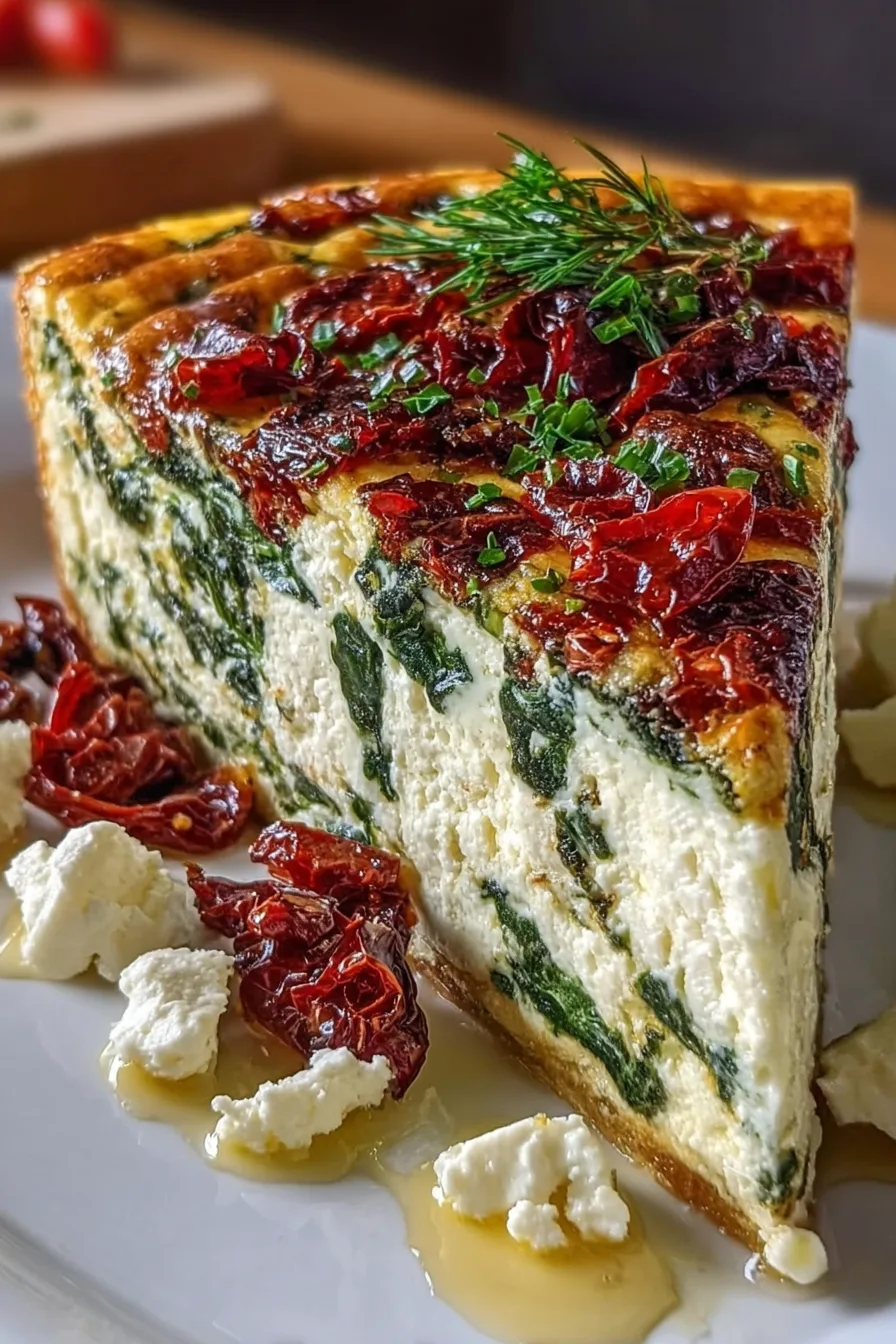 Spinach Feta Quiche with Sun-Dried Tomatoes