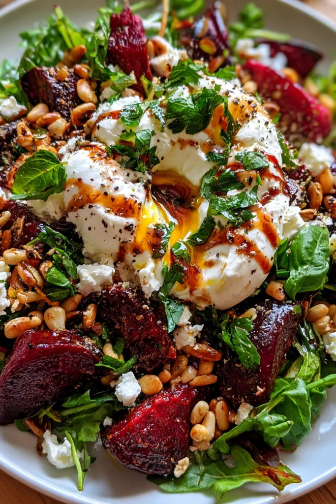 Beet and Burrata Salad with Pine Nuts