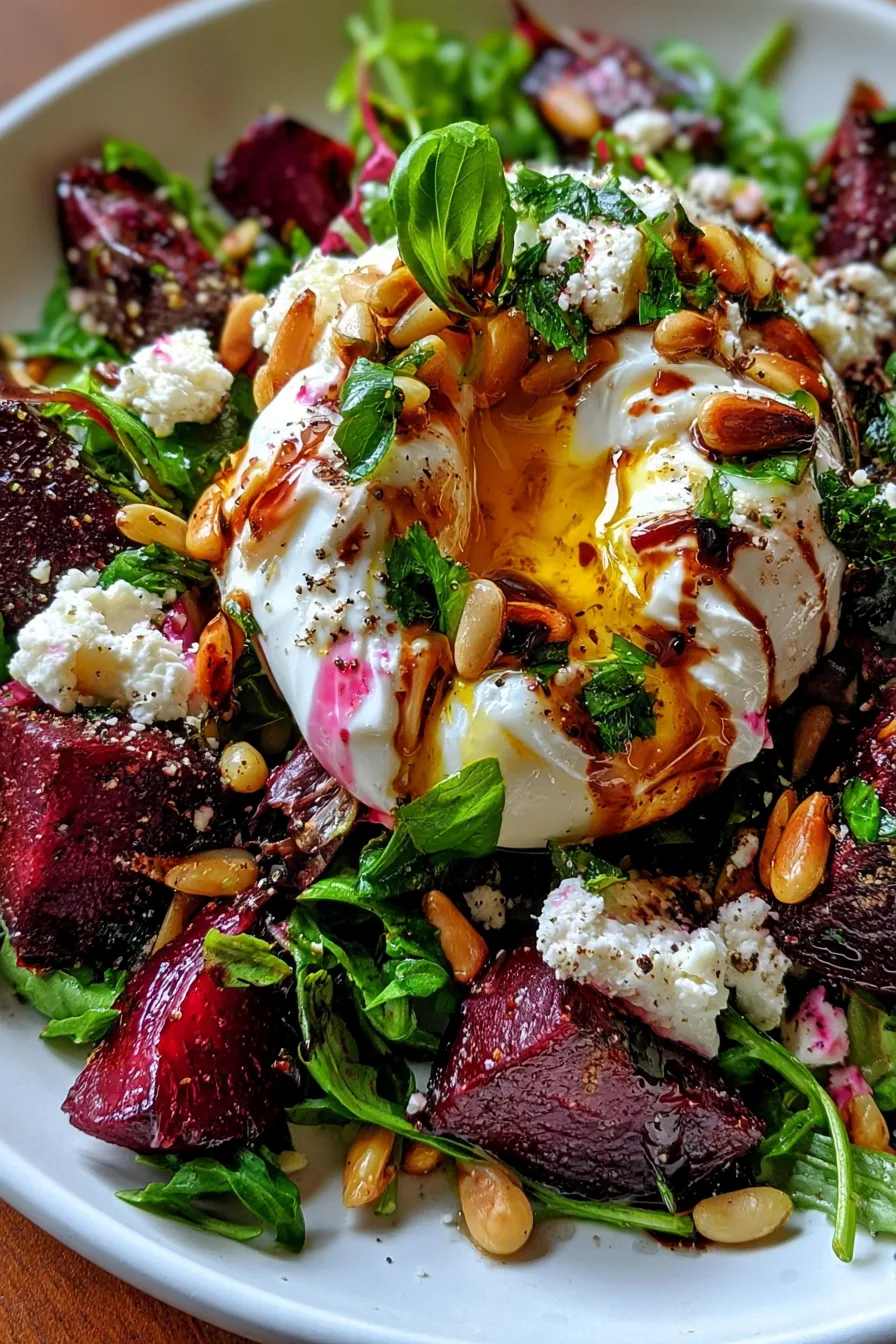 Beet and Burrata Salad with Pine Nuts