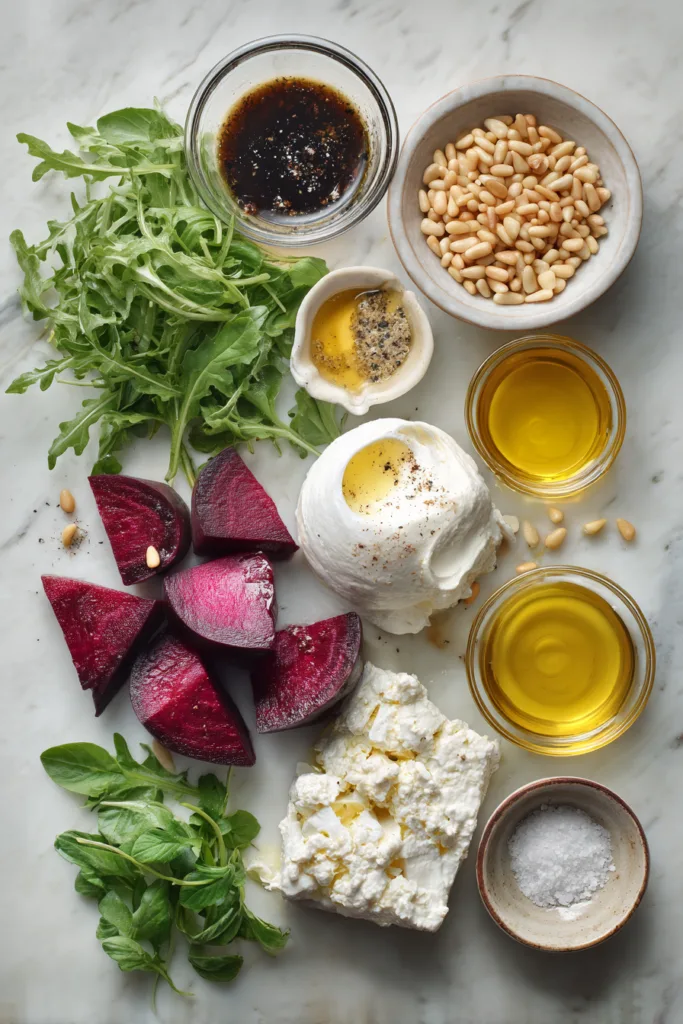 Beet and Burrata Salad with Pine Nuts