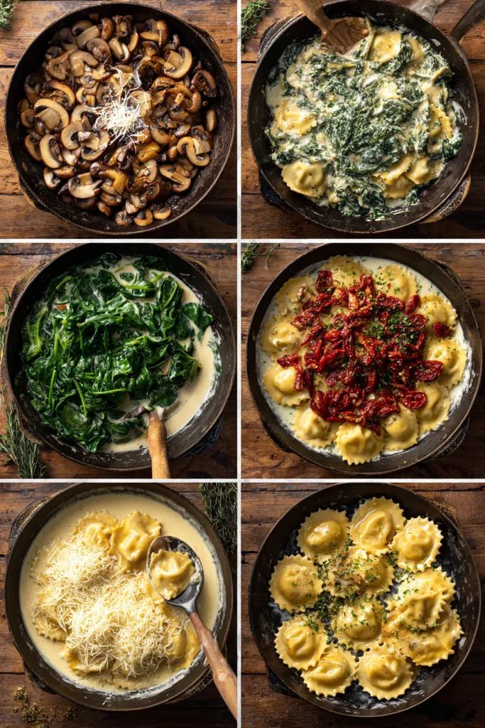 Cheesy Ravioli with Spinach