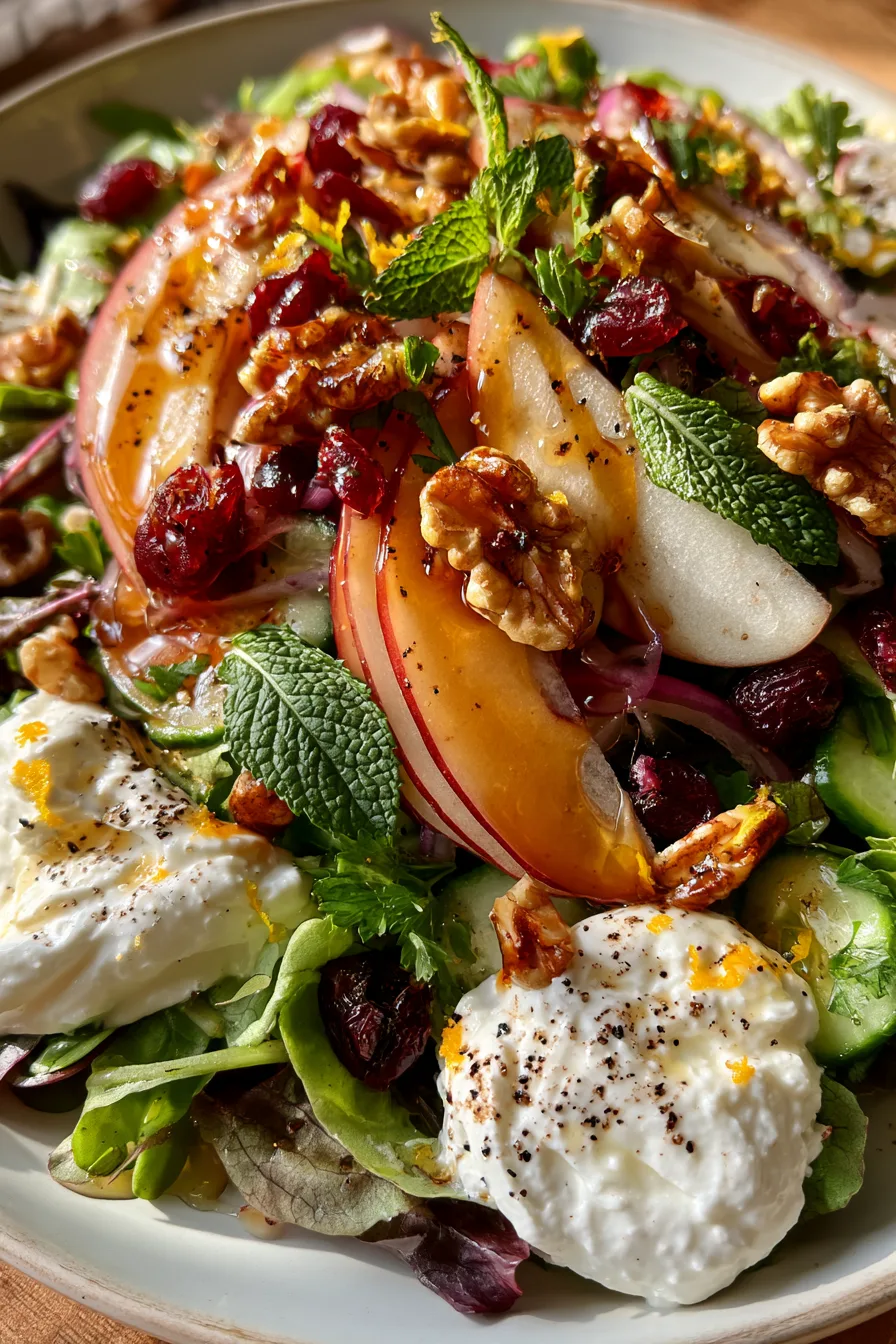 Cozy Apple, Pear & Cranberry Salad with Whipped Feta